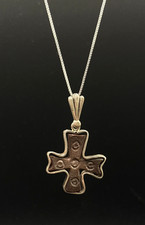 Ancient Byzantine Cross Pendant c.4th–7th Century Silver Frame Holy Land