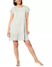 MUK LUKS Cloud Knit Flutter Sleeve Lounge Dress Gray