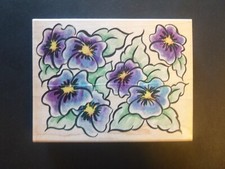 Flowers -Background of Pansies - Rubber Stamp - Wood Mounted - NEW