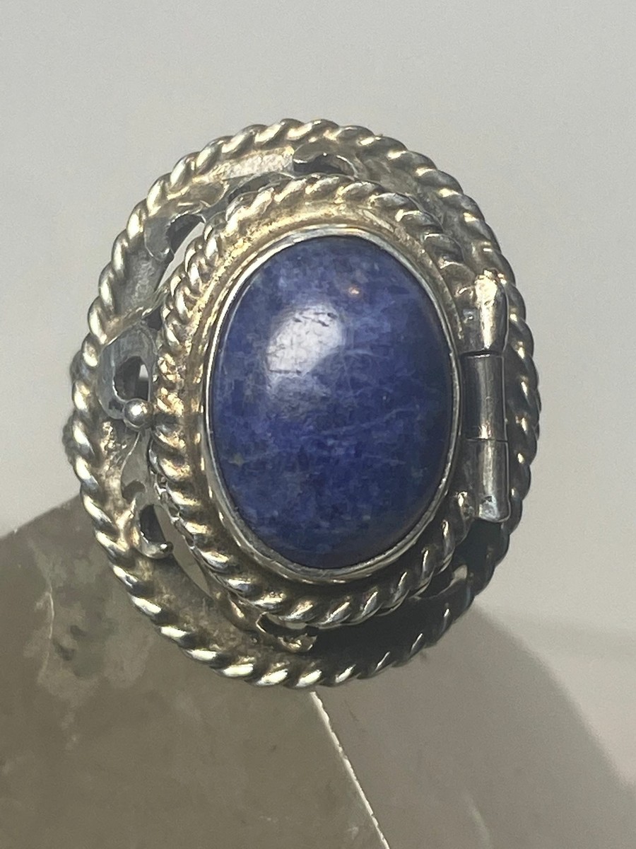 Blue Lapis? poison ring Mexico locket southwest band  display picture 1