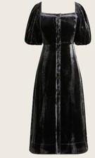 JCREW Puff-sleeve velvet dress Size4 BD492 Black