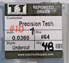 TCT REPOINTED DRILLS UNDERCUT 64 0.0360" DIA 0.472" FLUTE LOT OF 30 