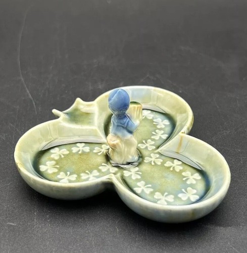 Wade Co Armagh Porcelain 3 Leaf Clover Trinket Dish Irish Leprechaun Shamrock - Picture 9 of 9