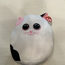 TY MUFFIN WHITECAT The Squish-A-Boos Collection Soft Toy Plush Cushion 14" 39322