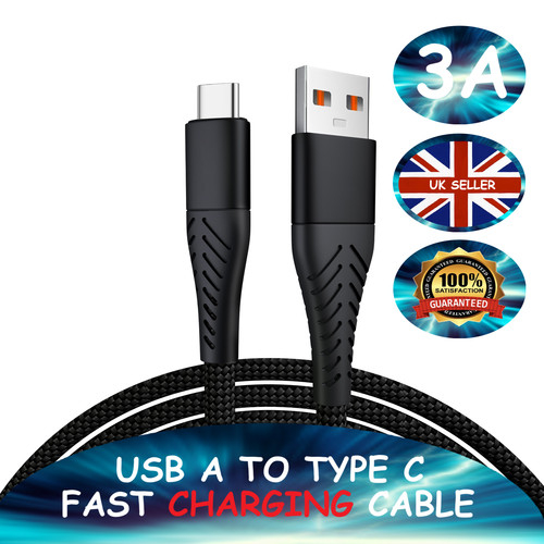 HeavyDuty USB A-Type C Charging Cable Braided Fast Phone Charger Long Lead 1m 2m