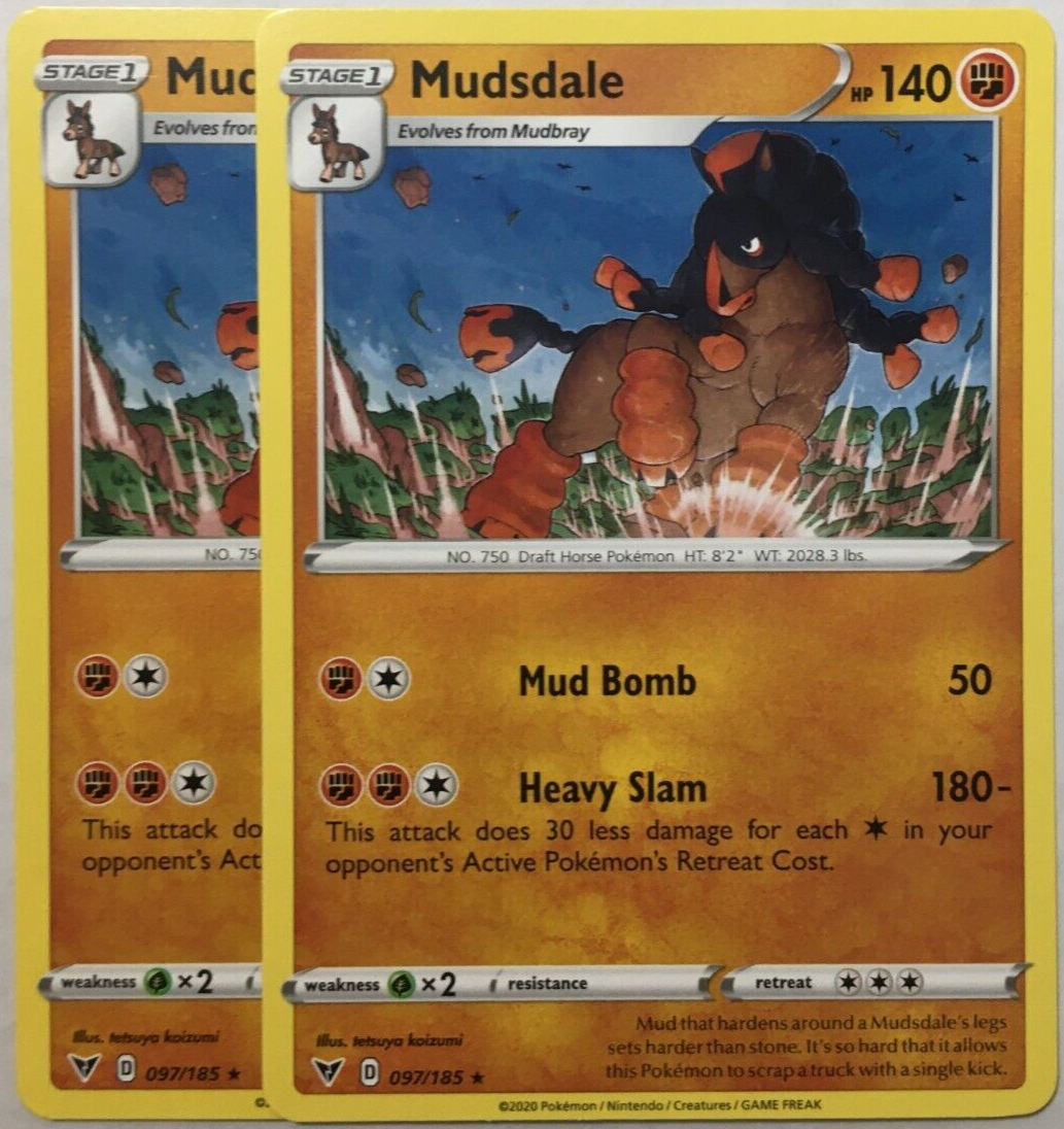 POKEMON 2X MUDSDALE 097/185 VIVID VOLTAGE RARE NEAR MINT | eBay