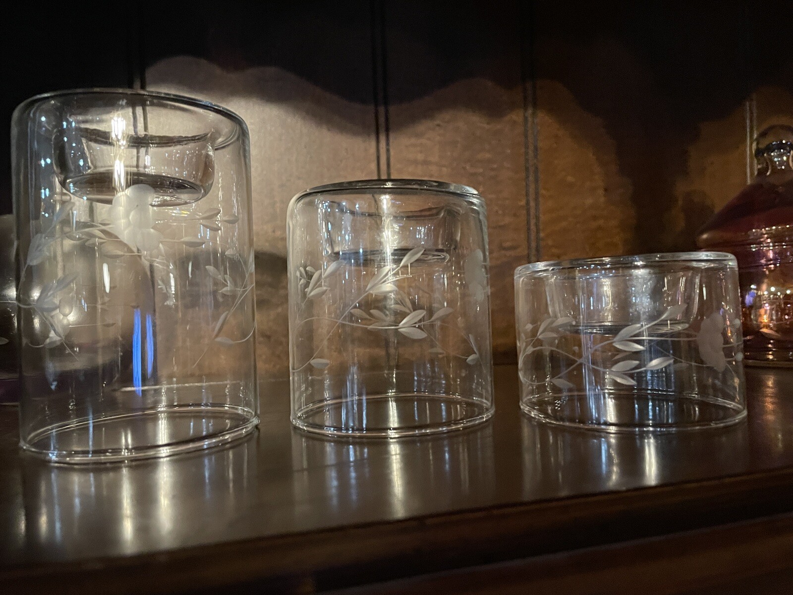 Mint Vintage Princess House Heritage 3 Crystal Tealight Holders #306