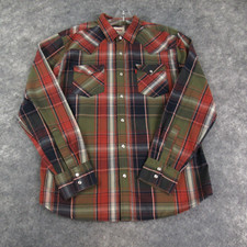 Levis Shirt Mens Medium Multicolor Pearl Snap Long Sleeve Western Pockets Casual