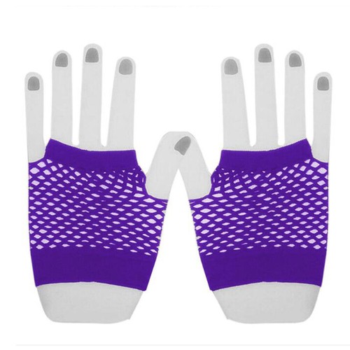 80s Short Fishnet Fingerless Gloves Neon Colours Rave Fancy Dress Access ∂ - Picture 9 of 22
