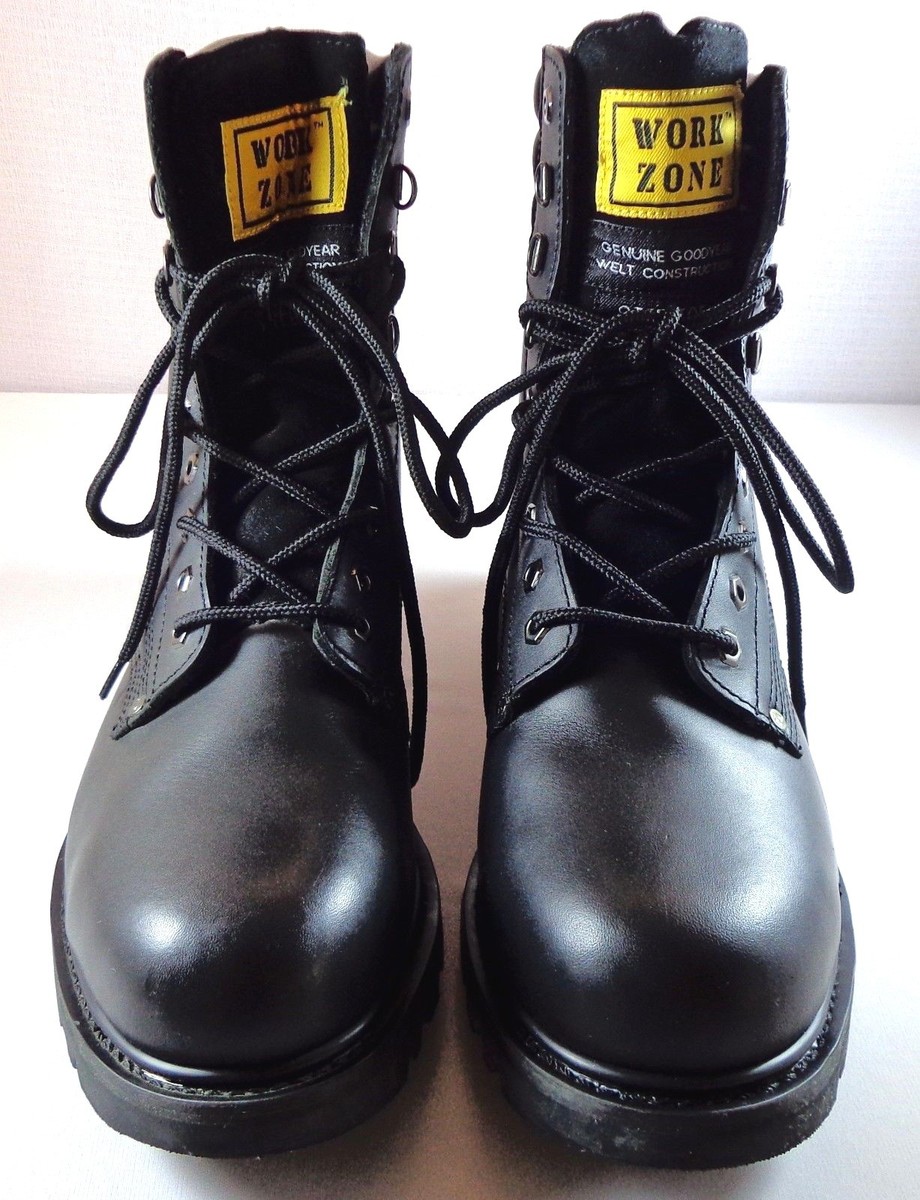 Work Zone Boots Steel Toe Black Lace Up Goodyear Welt  display picture 1