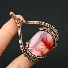 Mookaite Gemstone Copper Wire Wrapped Handmade Pendant Designer Jewelry Gift For