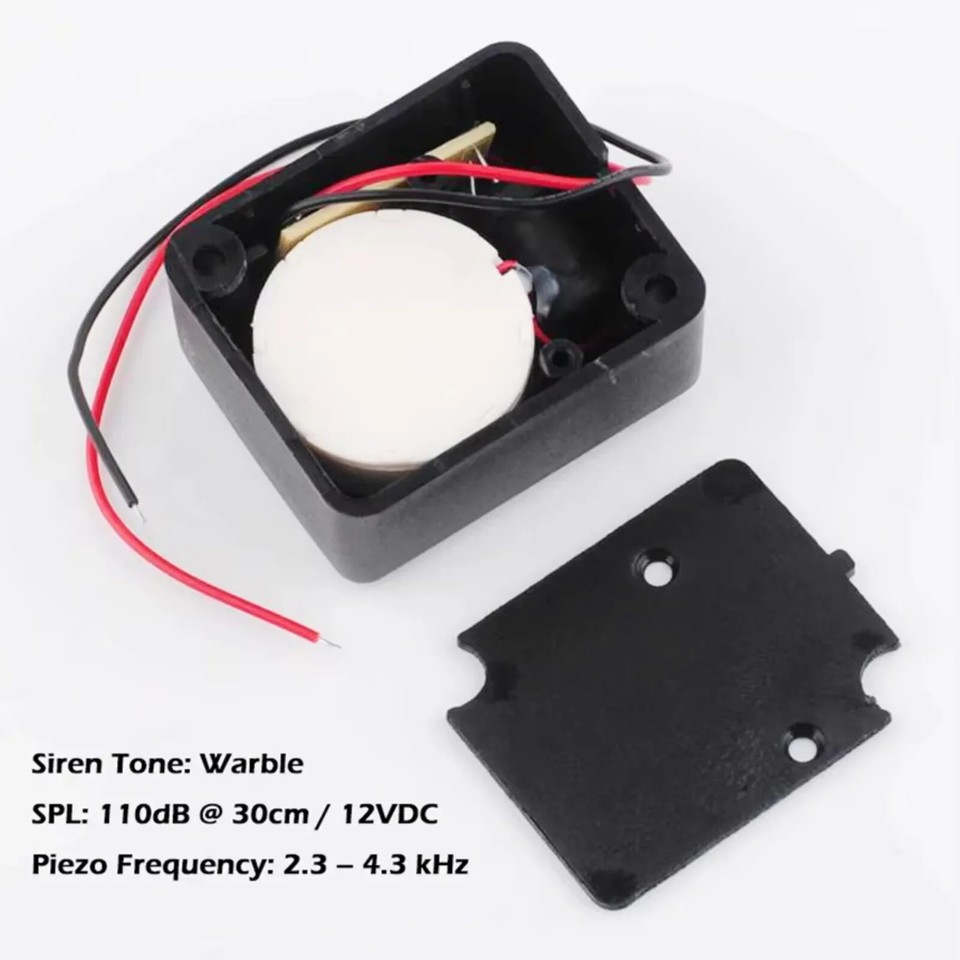 12V DC Mini Piezo Alarm Siren 110dB Anti-Theft Alarm Buzzer+9V Battery ...