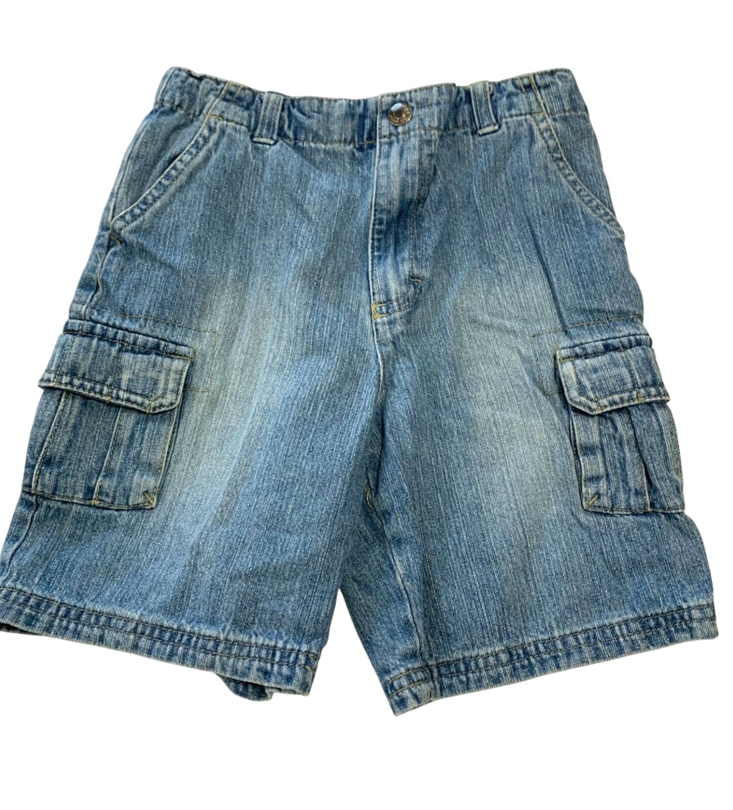 Boys 5t Shorts Jean Denim Cargo Lightweight Blue Vintage Car