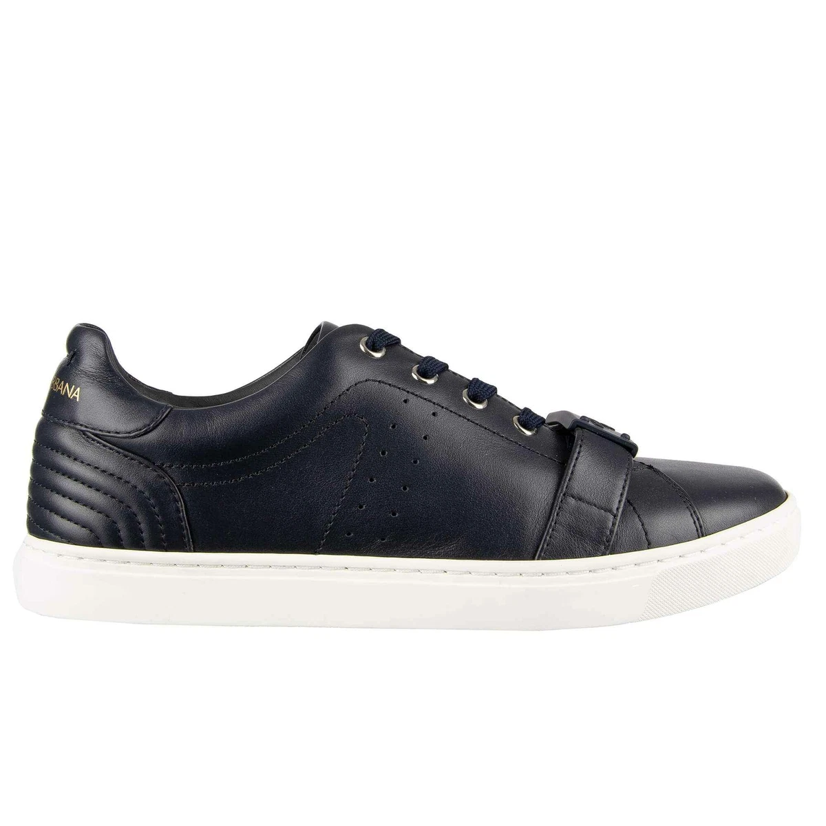 DOLCE GABBANA Low Top Leather Sneakers Shoes DG Logo Blue 39 US 6 UK 5 08852