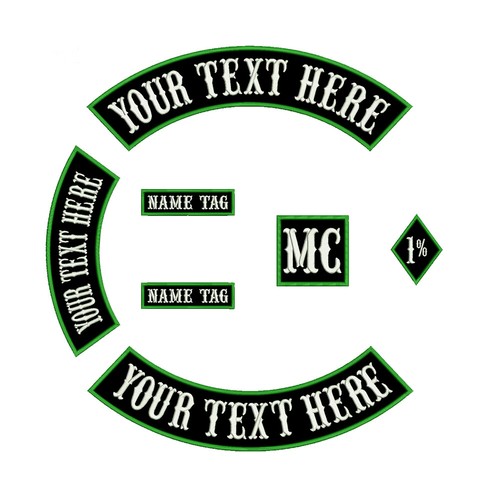 Custom Rocker Embroidered Patches MC Motorcycle Club Biker 7PCS a Set for Jacket
