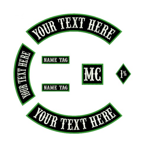 Custom Rocker Embroidered Patches MC Motorcycle Club Biker 7PCS a Set for Jacket - Afbeelding 1 van 19