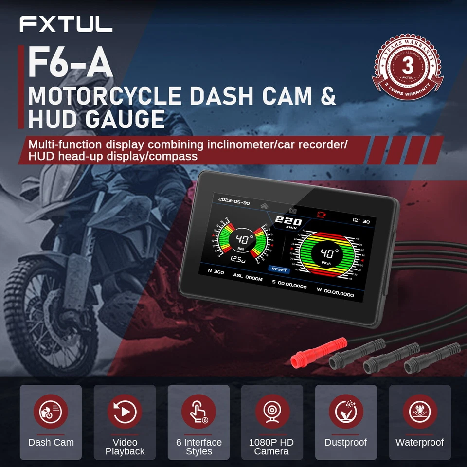 Motorcycle Dash Cam 1080P Front Rear Camera Loop Recording Parking Mode IP67 - Image 2 of 4