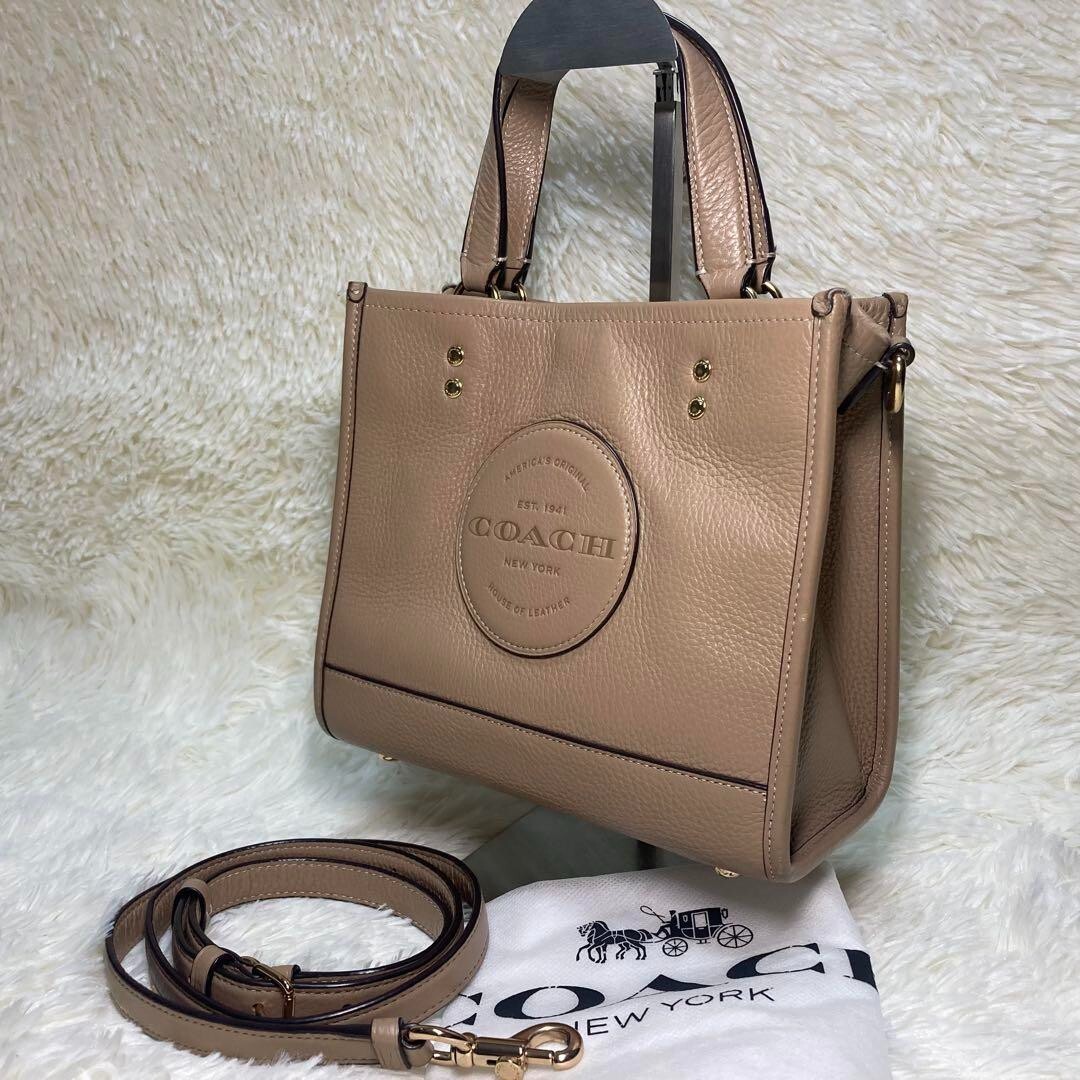 Coach Dempsey 2-Way Leather Shoulder Tote in Light Brown