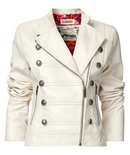 Joe Browns Women's Mandarin Collar Cropped Military Leather Jacket