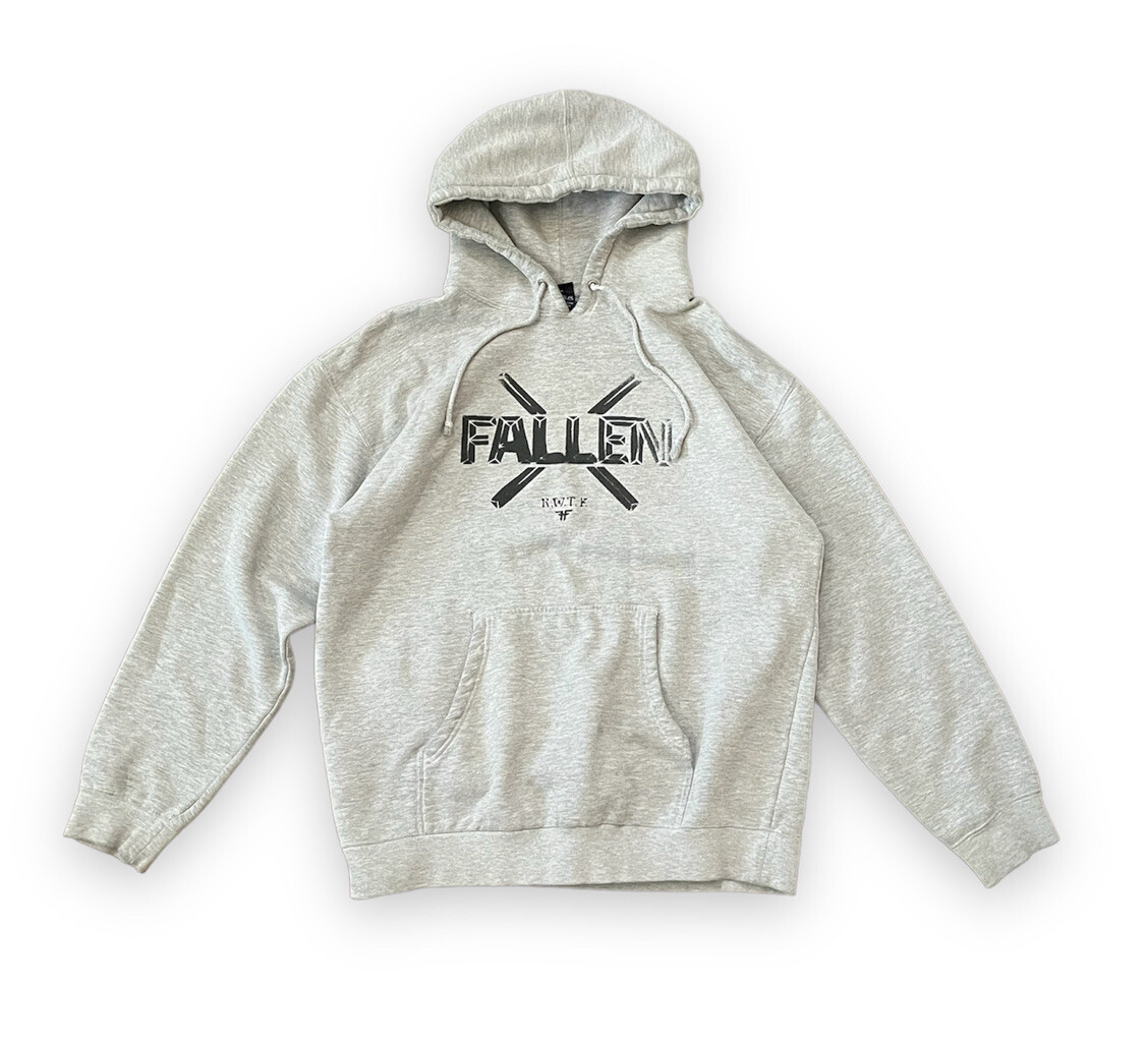 Vtg 90s Medium Fallen Skateboarding Pullover Grey Hoodie Chris