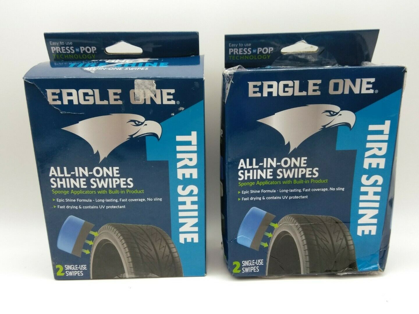 EAGLE ONE All-In-One Tire Shine Swipes Bundle 2 Packs 4 Single Use Swipes