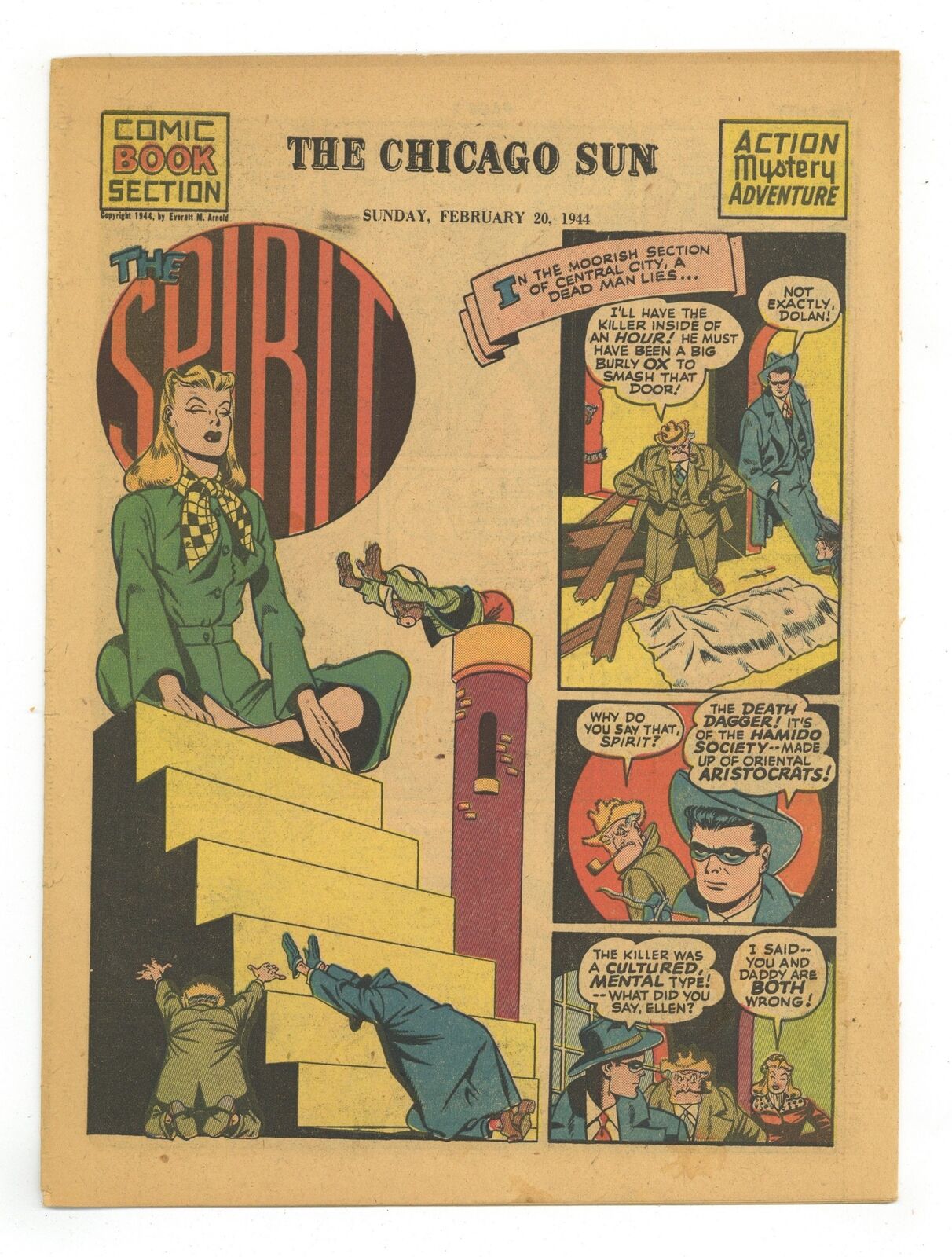 Spirit Weekly Newspaper Comic Feb 20 1944 VG+ 4.5