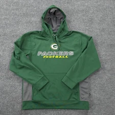 Green Bay Packers Hoodie Mens Medium Green Spellout Graphic Football NFL Team