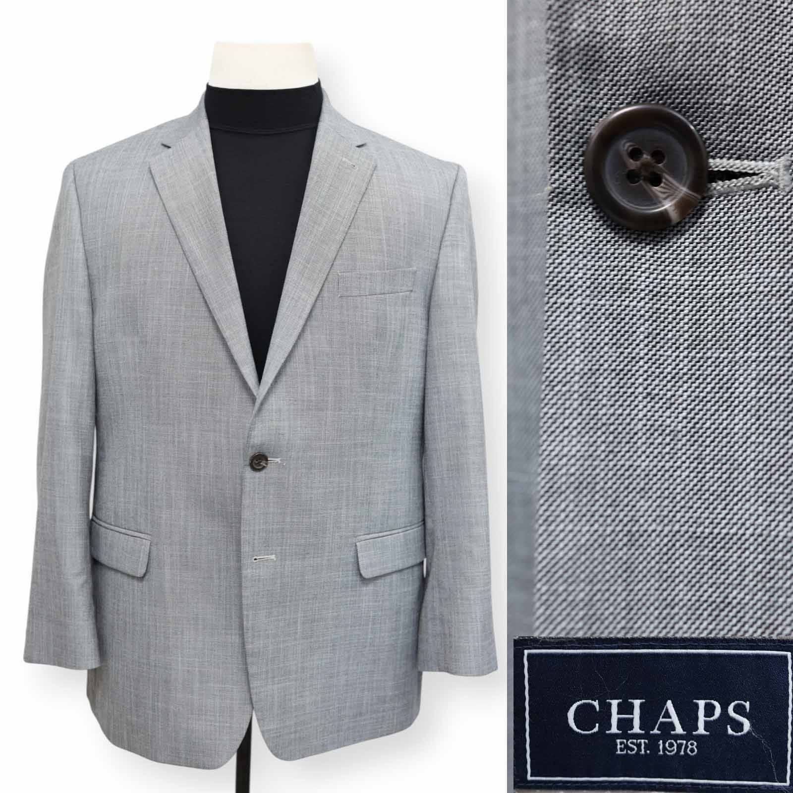 CHAPS mens solid light gray two button sport coat… - image 1