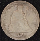 1858 F Seated Liberty Quarter
