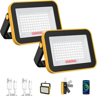 2 Pack LED Work Light, Portable, 5 Lighting Modes, Tripod Hole