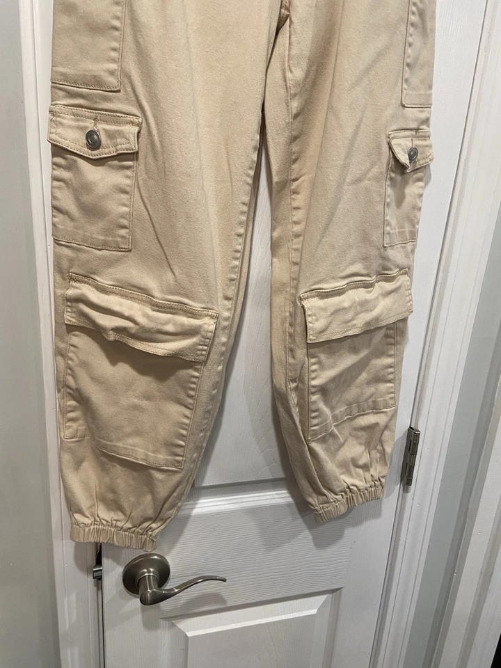 Бегуны на молнии Rue 21 размер M хлопок хаки эластичный карман для груза талия - Изображение 3 из 4