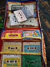 Vintage 80s 90s Kids Cassette Tapes Lot Of 19 With Carrying Case Mixed Lot