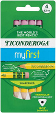 Ticonderoga My First Short Triangular Wood-Cased Pencils, 2 HB Soft, with Erase