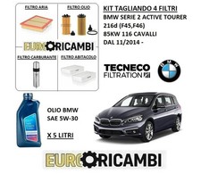 TAGLIANDO FILTRI OLIO ORIGINALE 5W30 BMW SERIE 2 ACTIVE 216d F45 F46 85KW 116 CV