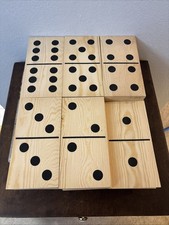 Giant Wooden Dominoes 8  X 4  Full Set Of 28 With Tote
