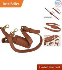 Leather Adjustable Padded Replacement Shoulder Strap with Metal Swivel Hooks ...