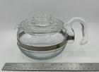 Vintage PYREX Flame Ware 8446B Glass 6 Cup Stove Top Coffee/Tea Pot Kettle & Lid
