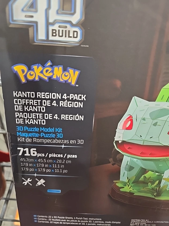 Kit de modelo de quebra-cabeça Pokemon construção 4D! Kanto Region pacote com 4 em 1 caixa NOVO, EXCLUSIVO - Imagem 3 de 4