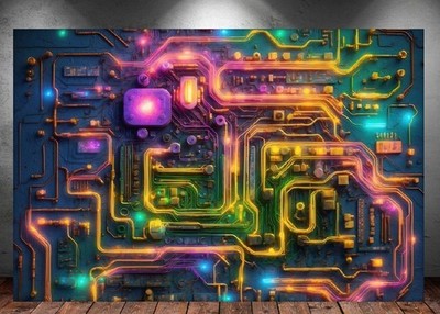 LEINWAND BILD ER XXL POP ART PLATINE COMPUTER BUNT ABSTRAKT WAND POSTER 1559
