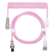 10 ft Coiled Keyboard Cable Type-C to USB Aviation Cable Pink