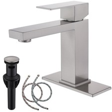 Single Hole Bathroom Faucet, Stainless Steel Brushed Nickel Bathroom Faucet w...