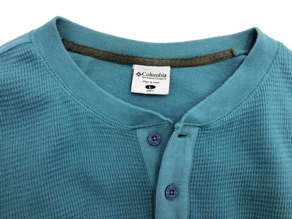 COLUMBIA Hombre Suéter De Cuello Redondo Azul Con Botón 1/4 Talla L - Imagen 4 de 4