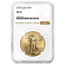 2025 $50 American Gold Eagle 1 oz NGC MS70 Brown Label 5130.36 per troy oz