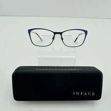 Inface Eyeglasses IF1318 9021 Blue Metal Full Rim Titanium Glasses Frames
