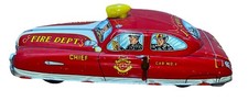  PARTS  Vintage 1950s Marx 11" Tin Litho Wind Up Fire Chief Department Car