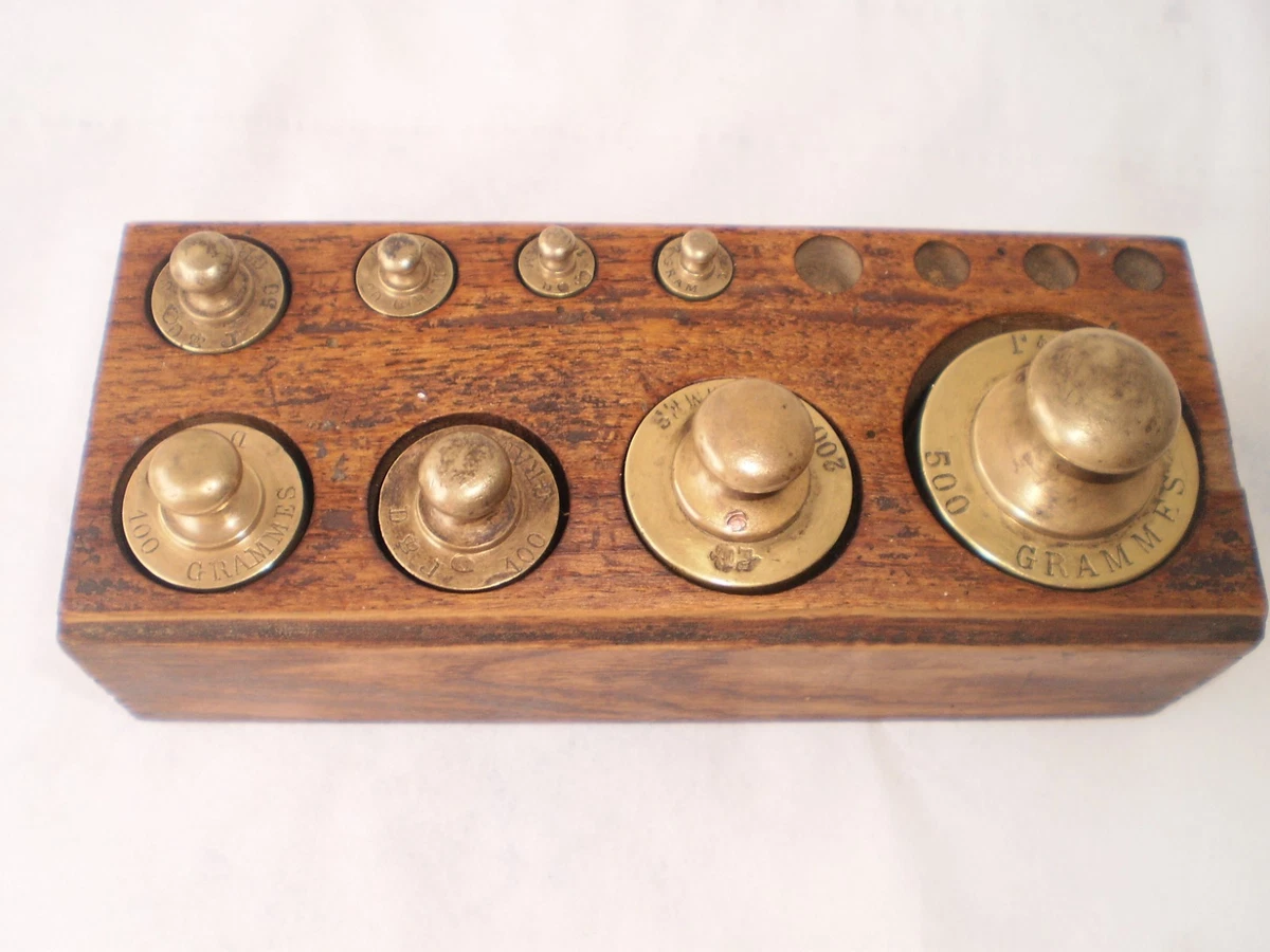 Ancienne Boîte De Poids En Laiton Pour Balance Roberval – Vintage, Design XXème