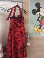 Hearts & Roses Rockabilly Retro 50er  Neckholderkleid Rot Schwarz Gr. 38 Neu 