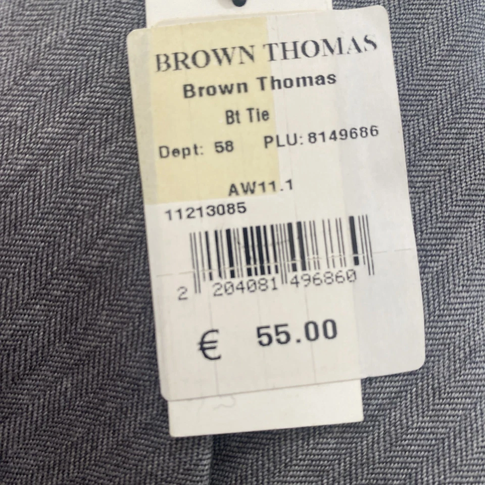 Corbata de hombre MARRÓN THOMAS gris mezcla de lana patrón a rayas hecha en Italia. Nuevo con etiquetas Foto 4 de 4