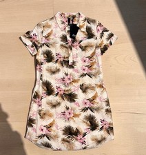 Kut from the Kloth Shirt Dress Raelynn Mini Size Small Tropical Palm Beach Hawai