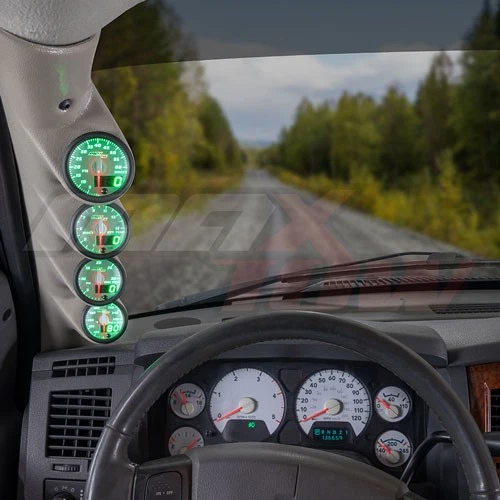 White MaxTow 4 Gauge Diesel Kit + Taupe Quad Pod for 03-09 Dodge Ram Cummins — 第 2/4 张图片